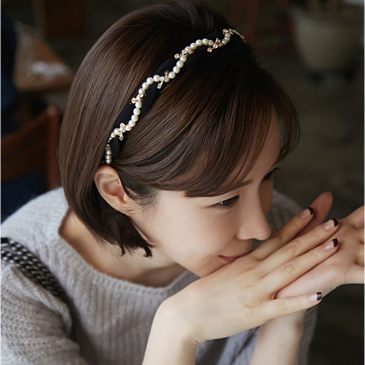 Cài Tóc Gắn Hạt Trai Nhân Tạo Phối Đá Nhựa Tiệm Thêu Việt