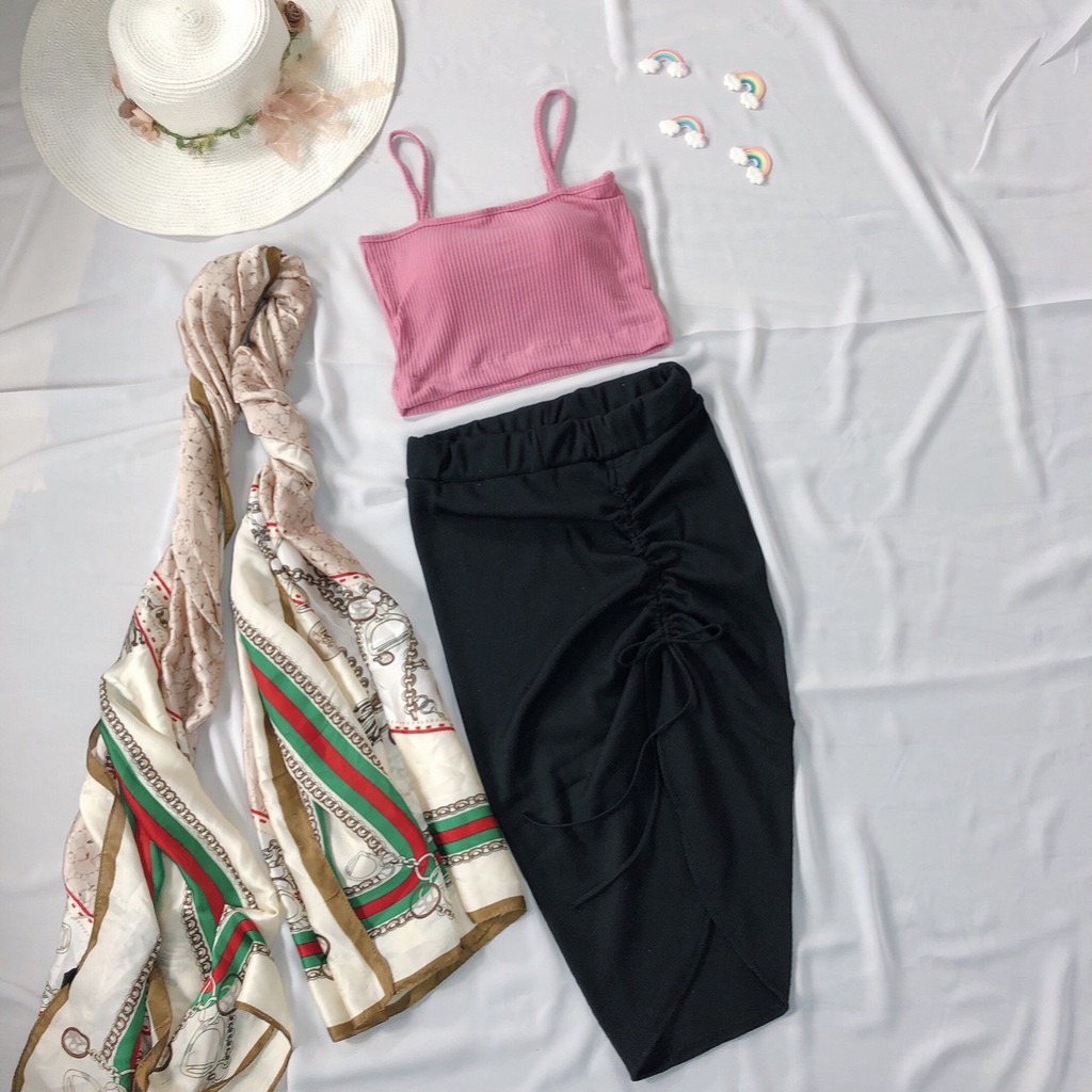 Chân váy chất thun mềm xinh rút dây 1 bên hot hit, chân váy xinh, chân váy | BigBuy360 - bigbuy360.vn