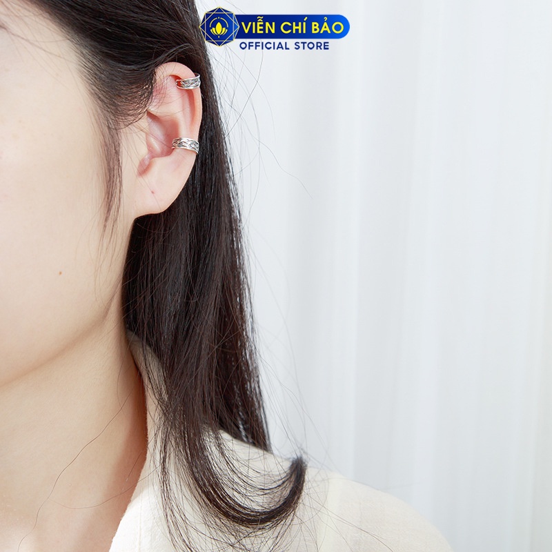 Bông tai bạc nữ kẹp vành đan kết ( 1 chiếc ) chất liệu bạc 925 thời trang phụ kiện trang sức nữ Viễn Chí Bảo B000011