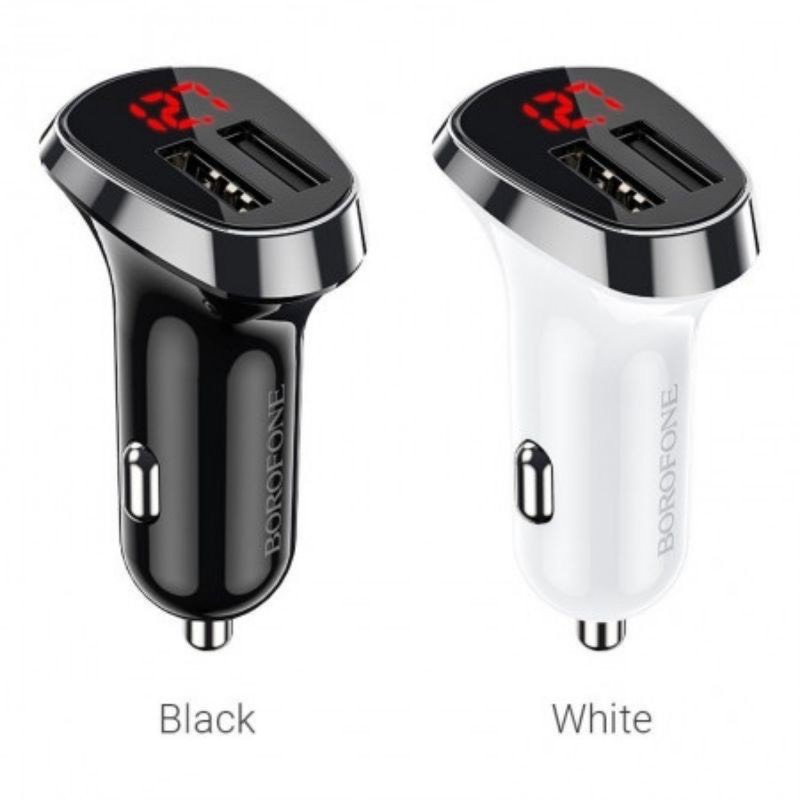 Tẩu sạc ôtô,xe máy vision 2021 2.4A BOROFONE BZ15 có đèn LED hiển thị 2 cổng USB