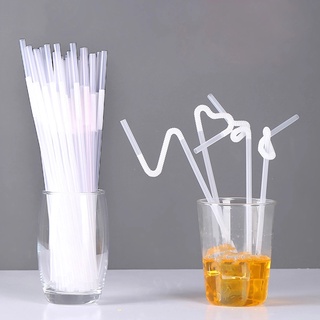 Set 100 ống hút nhựa trong suốt dùng một lần tiện lợi