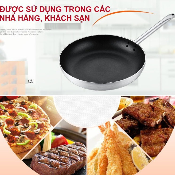 Chảo Chống Dính Inox Cao Cấp 3 Đáy Nấu Bếp Từ [FREESHIP]  có tráng lớp chống dính được các đầu bếp nhà hàng sử dụng