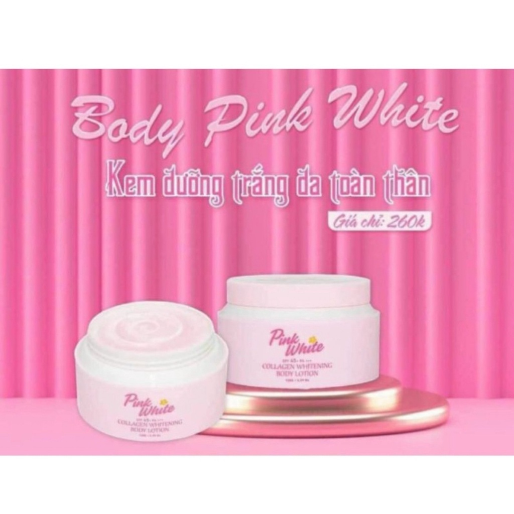 Kem Trắng Da Body Pink White Collagen 150g Cung Cấp Collagen Giúp Tái Tạo Da Trắng Mịn, Sáng Hồng