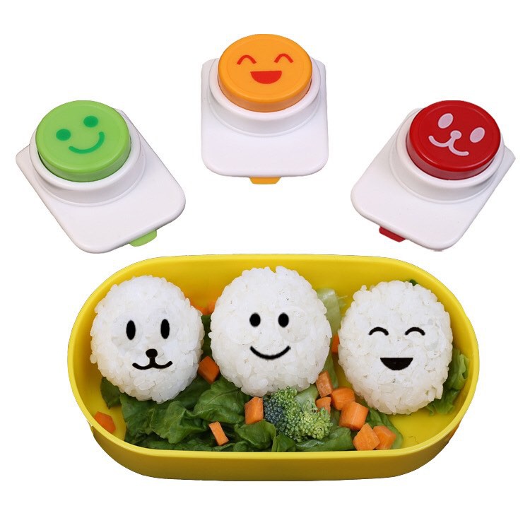 Set 3 Khuôn Dập Nổi Hình Rong Biển Dễ Thương , Dụng cụ làm cơm Bento cuộn tròn + máy tạo mặt cười tạo hình