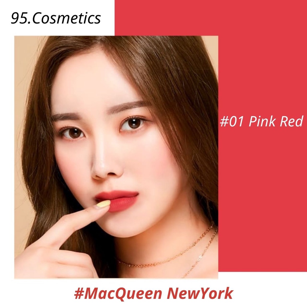 Son Lì #01 Pink Red, MacQueen NewYork Dưỡng Ẩm, Lâu Trôi, Mềm Mịn Mướt, Air Deep Kiss Lipstick