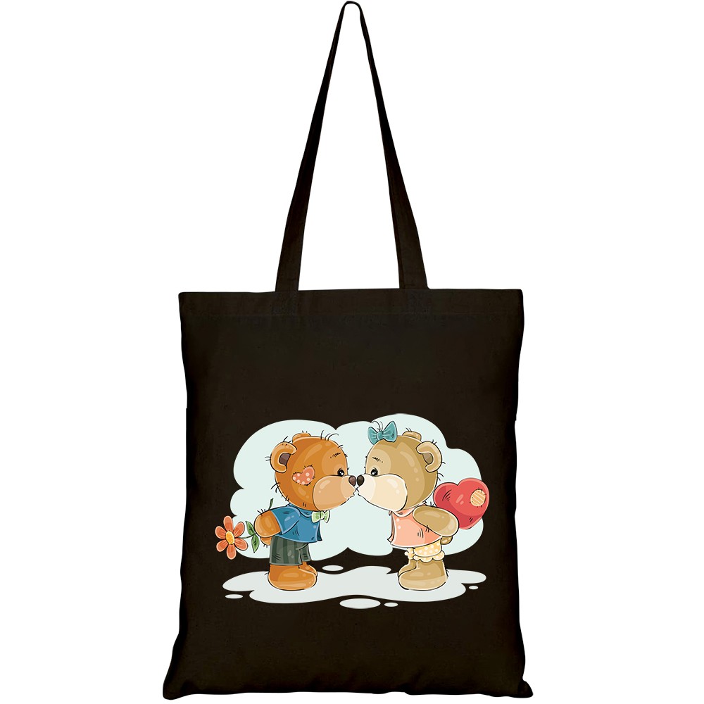 Túi vải tote canvas HTFashion in hình enamored teddy bears HT198