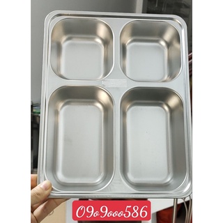 KHAY CƠM INOX SÂU LÒNG 4 NGĂN HÀN QUỐC GIÁ RẺ