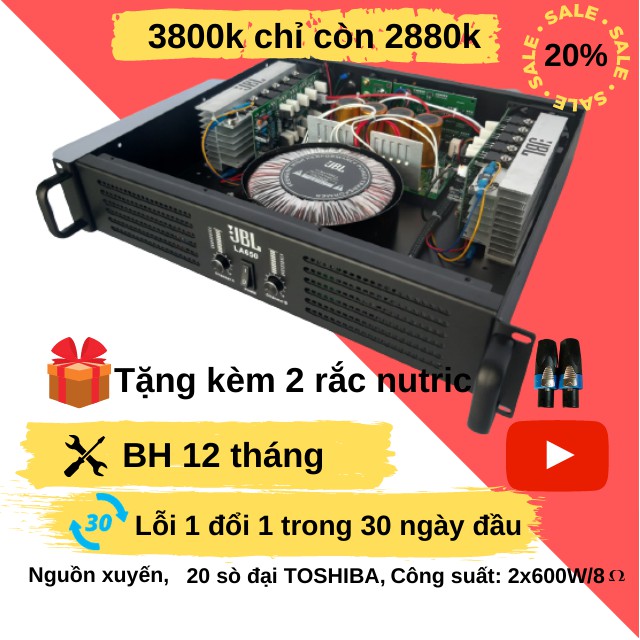 Cục Main, Đẩy Công Suất 2 Kênh JBL La650, 600Wx2, 20 Sò, Dùng Cho Gia Đình, Nghe Hay, Tiếng Sáng, Giá Rẻ .