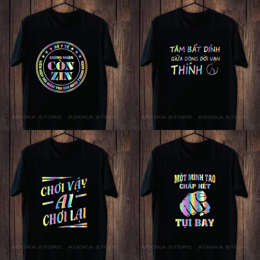 Áo thun tay ngắn in hình phản quang 7 màu cực chất, coton thoáng mát