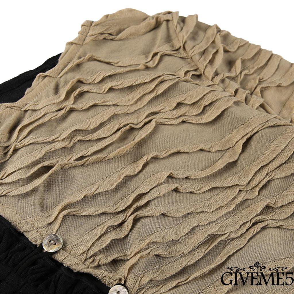 Áo lửng tay dài màu tương phản xếp nếp sành điệu cho nữ