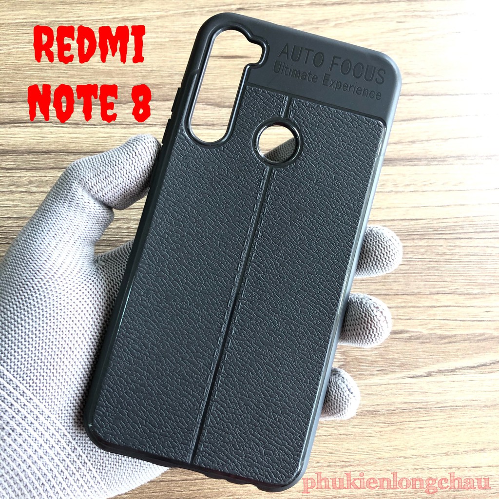 Ốp Lưng Xiaomi Redmi Note 8 Dẻo Giả Da Đen Đẹp