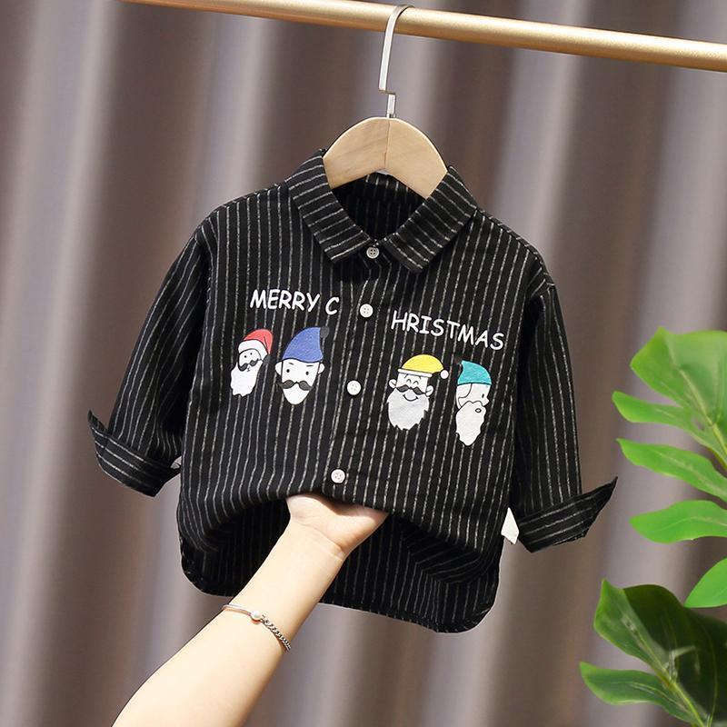 Áo Sơ Mi Tay Dài Tay Họa Tiết Kẻ Sọc Thời Trang Cho Bé Trai