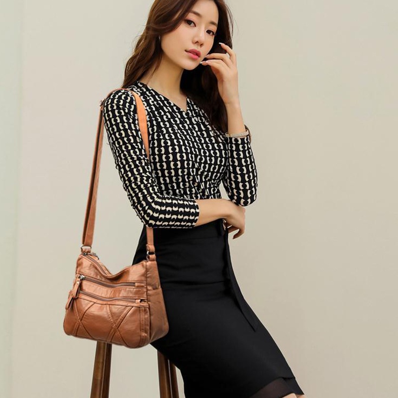 Yogodlns Túi Xách Da pu Đeo Chéo Màu Trơn Đơn Giản Cho Nữ