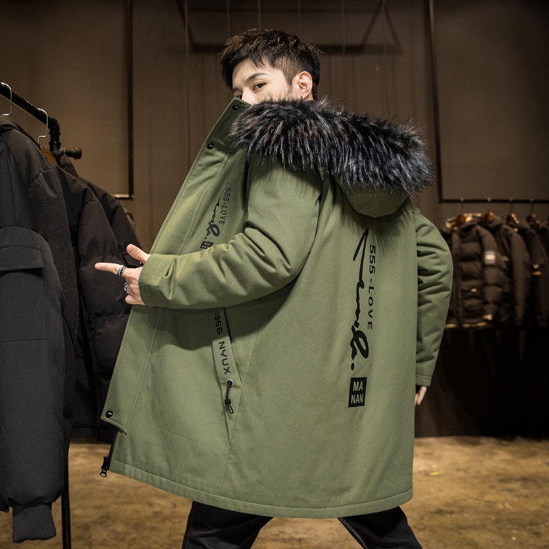 Áo khoác nam dáng dài lót lông vũ có mũ lông hàng cao cấp siêu dày siêu ấm