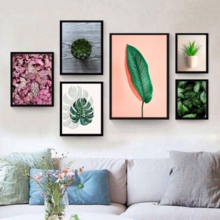 Bộ 6 Tranh Canvas treo tường bền màu, chắc chắn, giá tốt, hoạ tiết cây lá thiết kế độc quyền