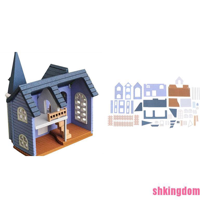Mô hình lắp ráp nhà búp bê mini DIY tỷ lệ 1 / 12 chất liệu gỗ