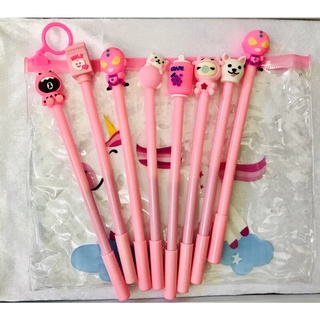 combo 10 bút cute+túi zip đựng