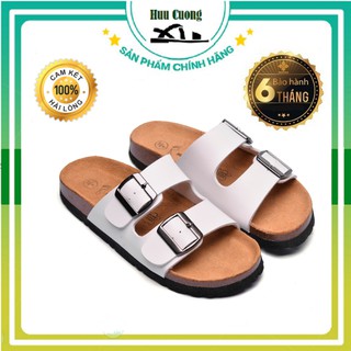 💥💥Dép 2 khóa trắng da pu ĐẾ TRẤU