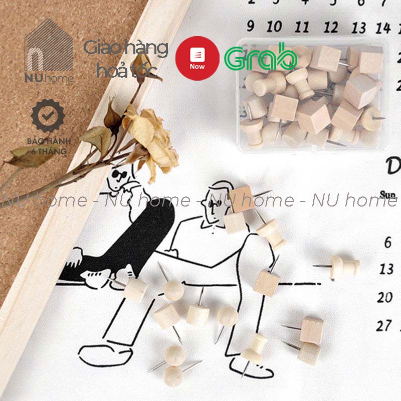 nuhome.vn | Ghim gỗ - Pin, đinh ghim bảng bần, bằng gỗ nhiều hình dáng đẹp phong cách hàn quốc