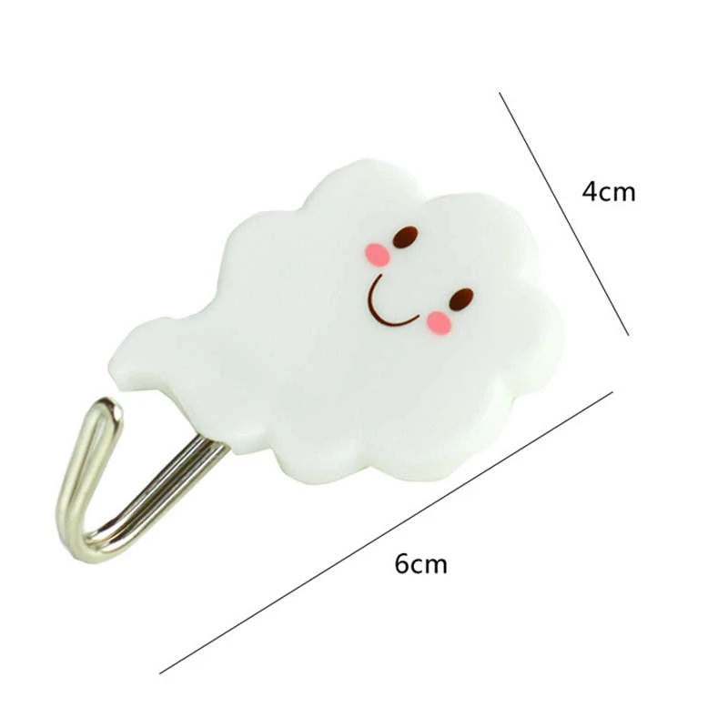 Set 3 Móc Treo Đồ Dán Tường Hình Đám Mây Mặt Cười Bằng Nhựa Đa Năng Giá Đỡ