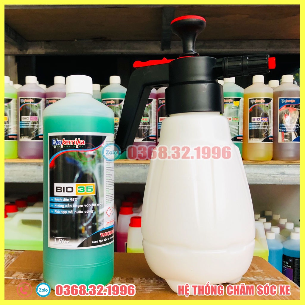 Combo Dung Dịch Rửa Xe Không Chạm Bio Ekokemika và Bình Xịt Bọt Tuyết Cầm Tay 1.8L