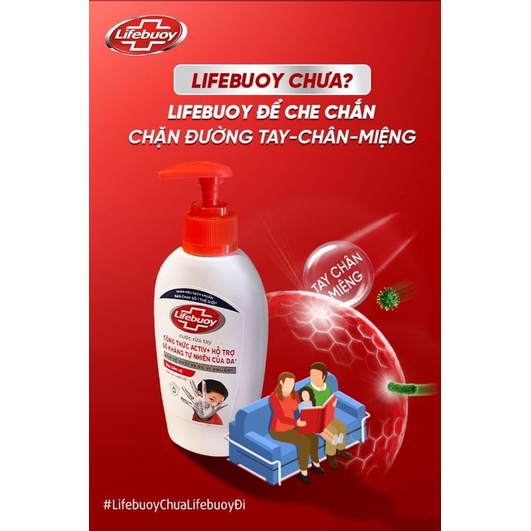 Nước rửa tay Lifebuoy sạch khuẩn bảo vệ khỏi 99.9% vi khuẩn chai 180g/500g