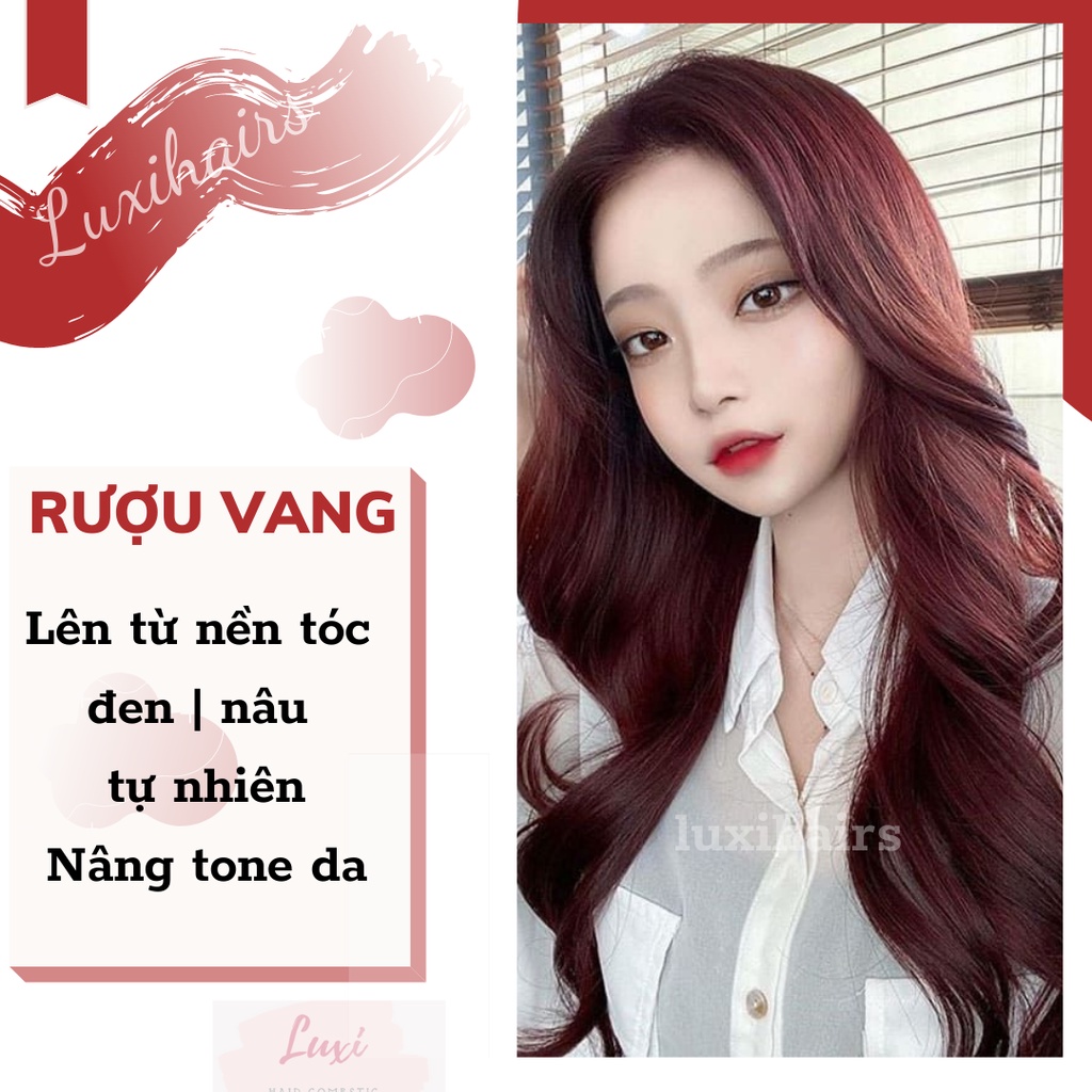 Thuốc Nhuộm Tóc Màu RƯỢU VANG Không Cần Tẩy Tặng Kèm Oxy Găng Tay Mũ Trùm Đầu - Luxihair