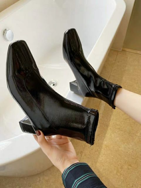 Giày nữ boots nữ da bóng đế vuông sang chảnh cá tính xịn đẹp | WebRaoVat - webraovat.net.vn