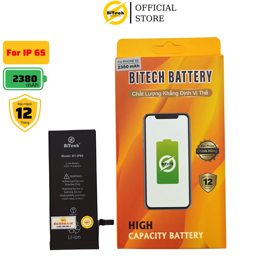 Pin điện thoại dung lượng cao bitech bt-6s  dung lượng 2380 mah - ảnh sản phẩm 1