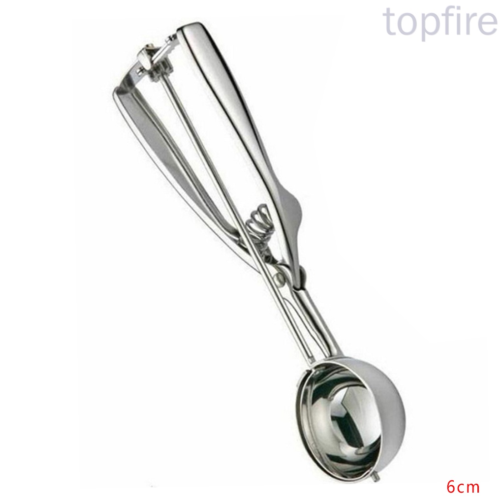 [Topfire]Ice Cream Scoop Trigger Metal Cookie Spoon Melon Baller Stainless Steel Dough Spoon Scooper