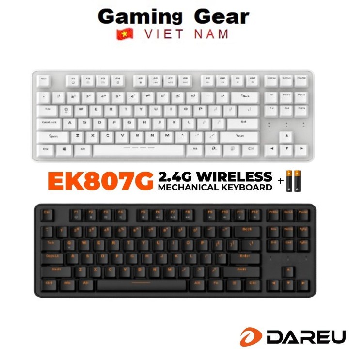 Bàn phím cơ không dây Gaming Dareu EK807G Trắng | Đen (Wireless 2.4Ghz)