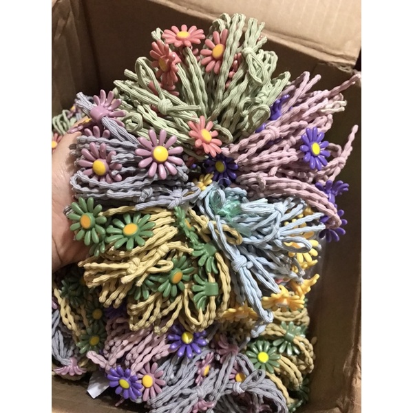 Sỉ 100 dây cột tóc hoa cúc mix 5 màu