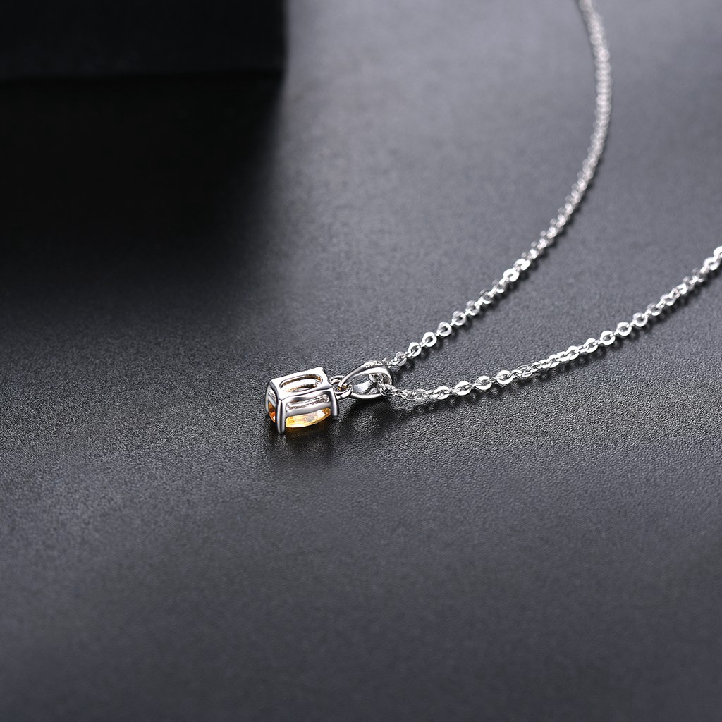 Cici Dây Chuyền Bạc 925 6x4mm Mặt oval Đính Đá Quý Đơn Giản Cho Nữ 925