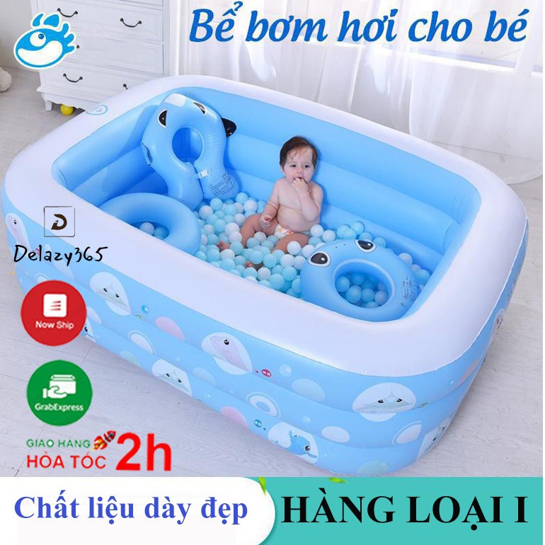 Bể bơi 1m3, 1m5, 1m8, 2m1 cho bé, hồ bơi trẻ em loại dày có đáy chống trượt an toàn