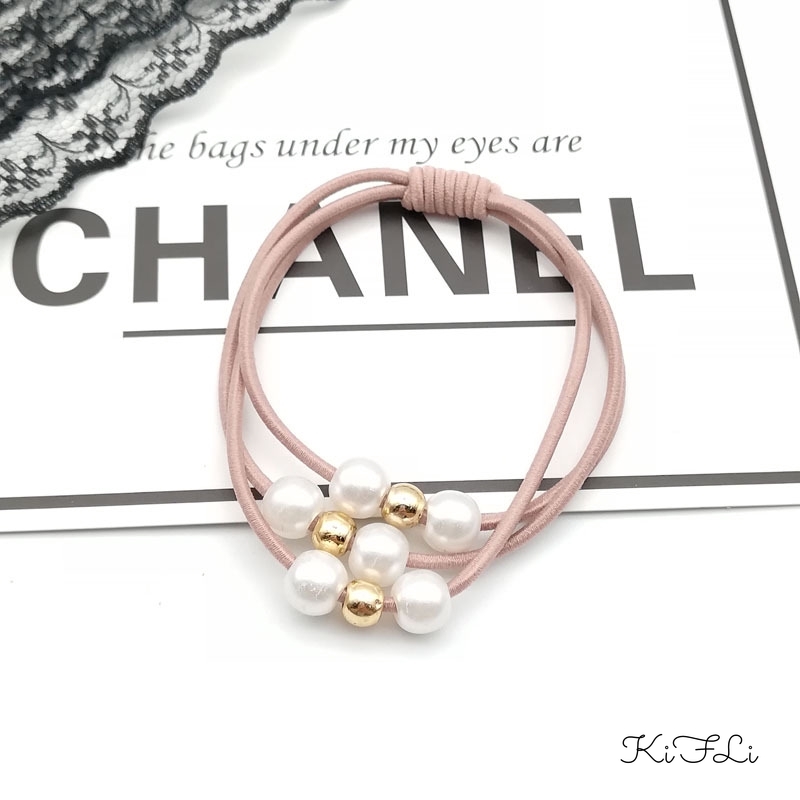 Dây buộc tóc co giãn đính ngọc trai giả xinh xắn