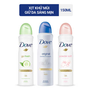 Xịt khử mùi Dove Dưỡng da Sáng mịn dành cho nữ, 150ml