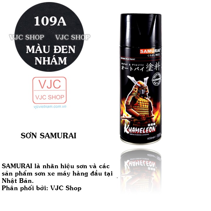 Chai sơn xịt sơn xe máy cao cấp SAMURAI màu đen nhám mã 109A dung tích 400