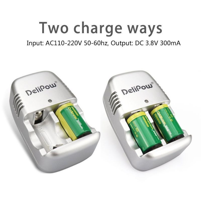 Bộ 2 pin CR2 3v và Bộ sạc pin delipow