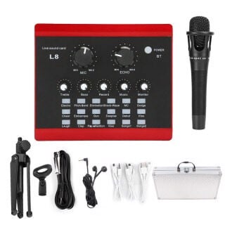 Combo Sound Card L8  Livestream - Thu Âm Tiện Dụng, Đầy Đủ Hiệu Ứng Tiếng Cười, Vỗ Tay...
