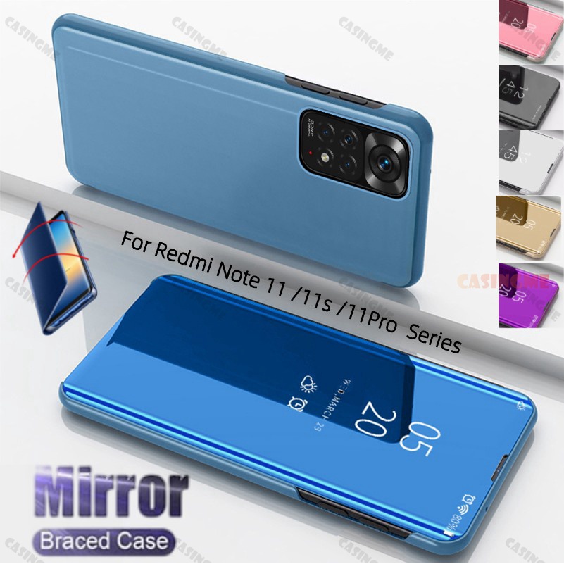 Ốp Điện Thoại Da Phối Gương Chống Sốc Cho Xiaomi Redmi Note 11 11s 5G Pro Note11