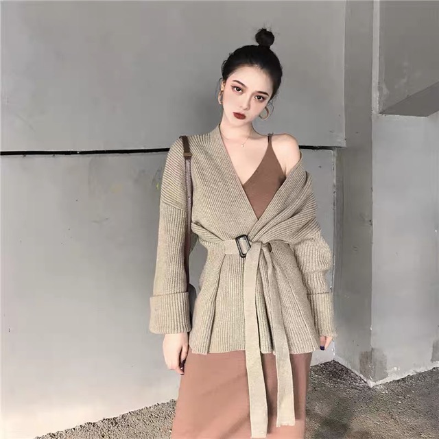 Order. Áo khoác cadigan thắt eo. 50-80kg vừa