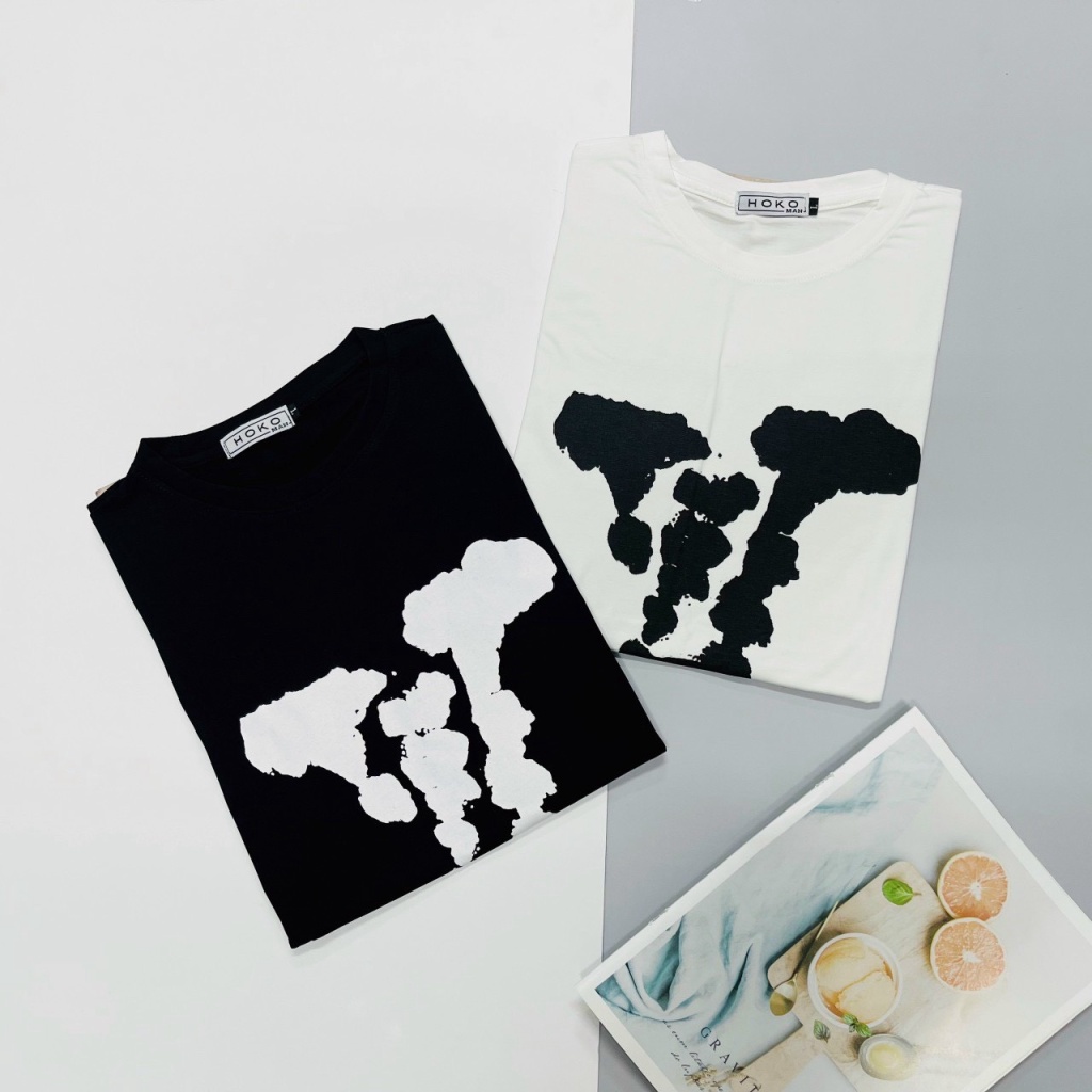 ÁO THUN NAM PHỐI HAI MÀU HẠO TIẾT CHỮ LOANG MÀU PHONG CÁCH HÀN VLTN4