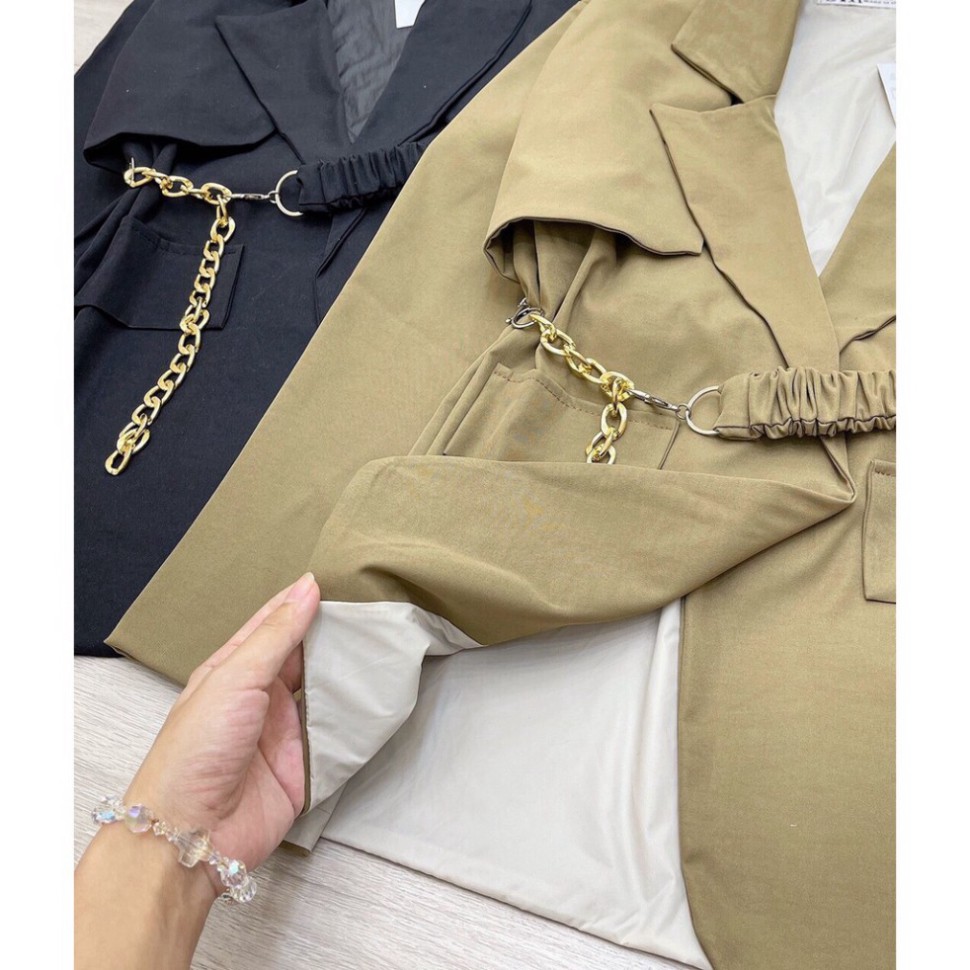 Áo Balazer 2 Lớp ,Áo Vets Đai Xích phong cách hàn quốc màu trơn be (nâu cafe), đen . MET SHOP | BigBuy360 - bigbuy360.vn