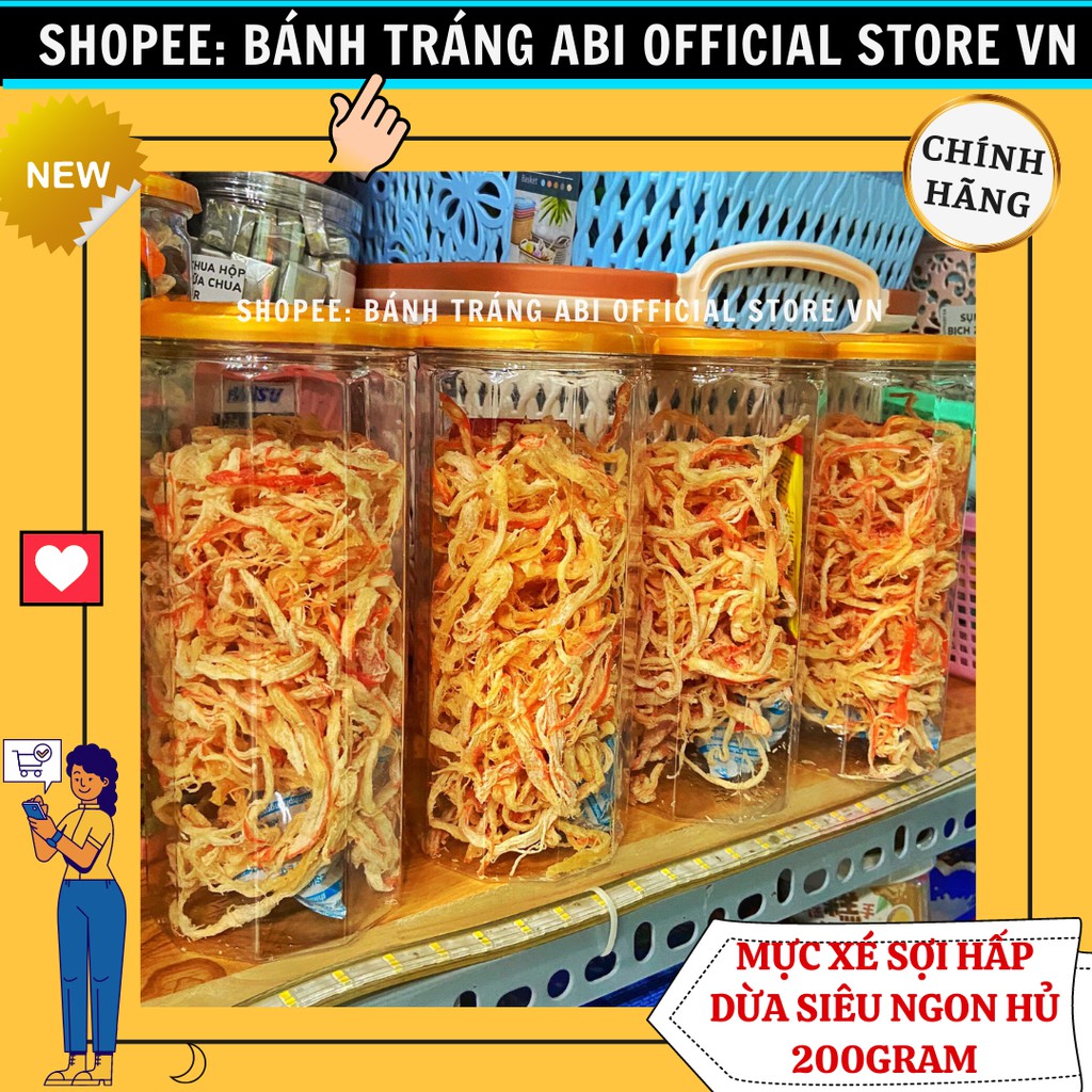 200G MỰC HẤP NƯỚC DỪA XÉ SỢI HỦ LỤC GIÁC NẮP VÀNG SIÊU NGON | BigBuy360 - bigbuy360.vn