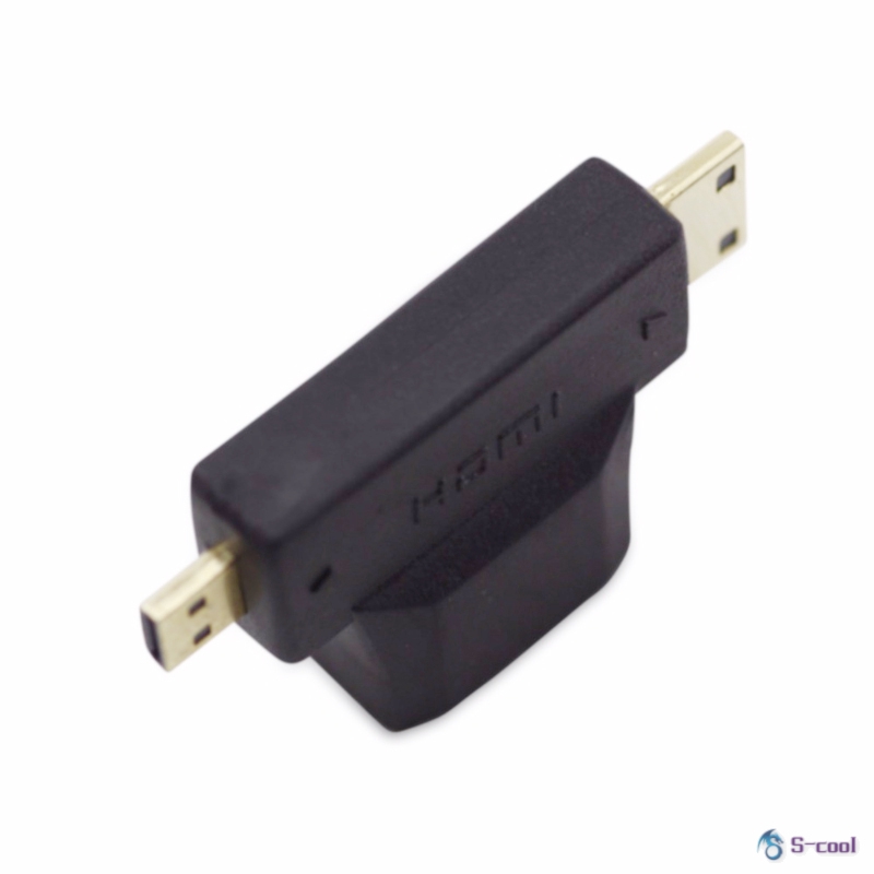  New Multimedia 3 in 1 HDMI Female to Mini HDMI Male + Micro HDMI Male Adapter Connector 