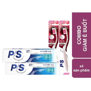 Combo 2 kem đánh răng P/S Chuyên gia chắm sóc toàn diện 100g/hộp và 2 bàn chải P/S muối đá Himalaya