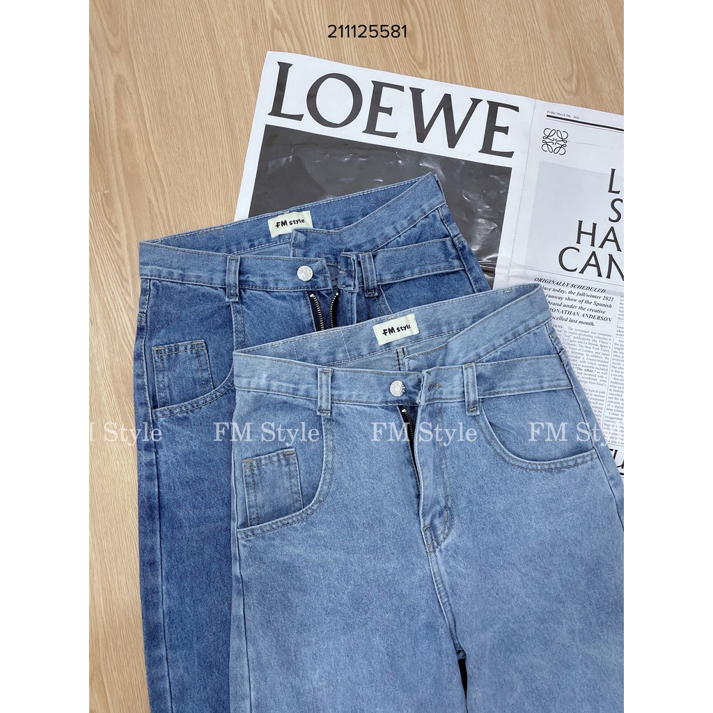 Quần jean nữ FM Style lưng cao ống suông trơn tôn dáng phong cách hàn quốc ulzzang 211125581
