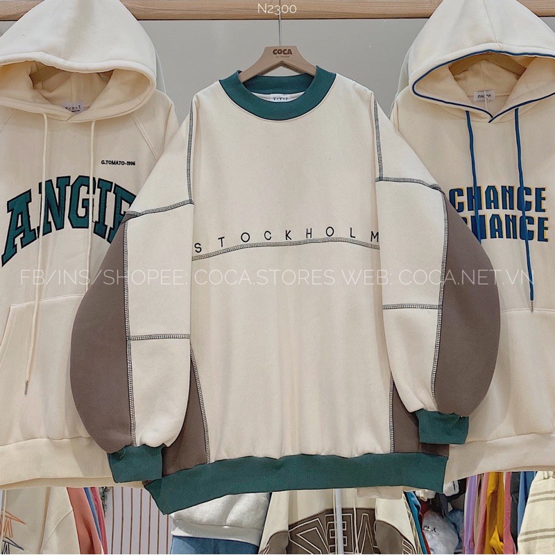 [N2300]🥑 Áo SWEATER nỉ pha thêu chỉ nổi STOCKHOLM (Có sẵn/ảnh thật) | BigBuy360 - bigbuy360.vn