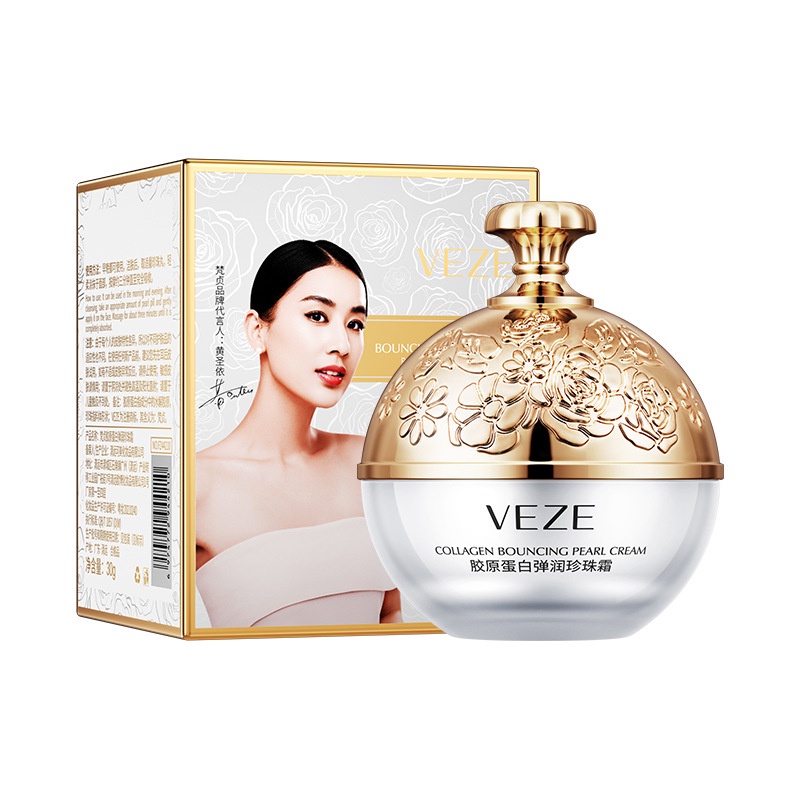 Kem collagen Hạt Ngọc Trai VEZE nâng tông màu da căng bóng dưỡng trắng da và chống lão hóa 30gr