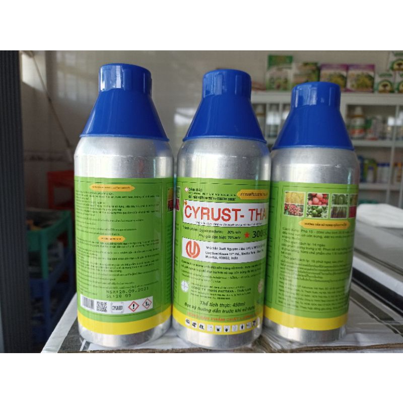 Cyrux thái 300EC trừ sâu kháng rầy bọ trĩ bọ xít bọ nhảy chai nhôm 450ml và 1 lít